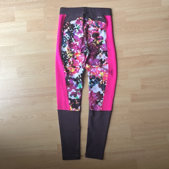 Adidas Climalite Techfit Colourblock Leggings - Floral/Neon Pink/Plum - Picture 2 of 8